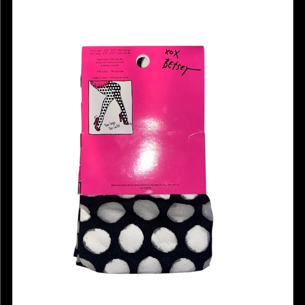 Betsey Johnson Black & White Polka Dot Scarf with Pink Band - Picture 2 of 2